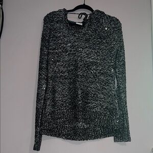 Harley-Davidson Black and Gray Sequin Sweater with Hood
